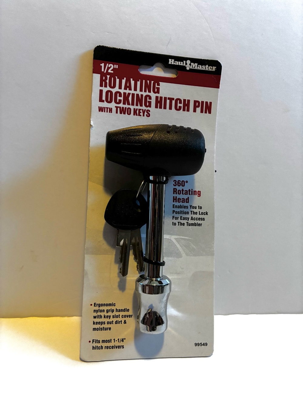 Black Rotating Locking Hitch Pin with Two Keys